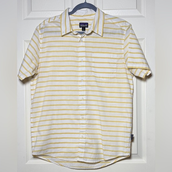 Patagonia Other - Patagonia Men's Yellow and White Striped Button Down Shirt